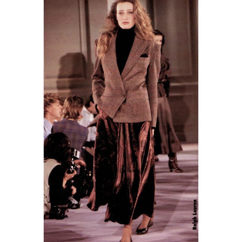 Vintage Ralph Lauren Collection Purple Label Paisley Velvet Skirt Runway 1980s M